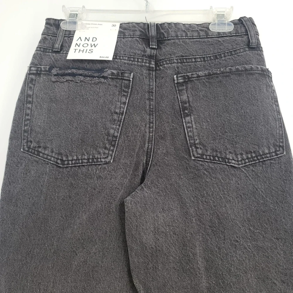 And Now this Criss Cross Womens Jeans SZ 30 Black Distressed Y2K Grunge Barncore